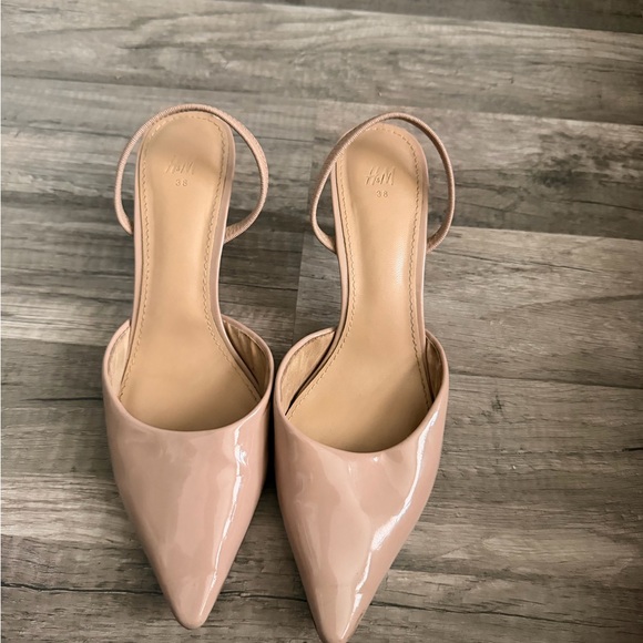 H&M Shoes - H&M Blush Patent Pointed-Toe Slingback Heels